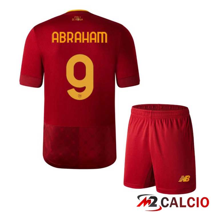 Maglie Calcio AS Roma (ABRAHAM 9) Bambino Prima Rosso 2022/2023