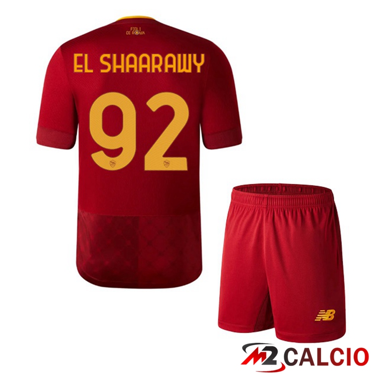 Maglie Calcio AS Roma (EL SHAARAWY 92) Bambino Prima Rosso 2022/2023