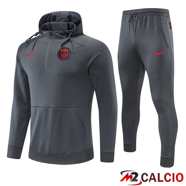 Insieme Giacca Con Cappuccio Paris PSG Grigio 2022/2023