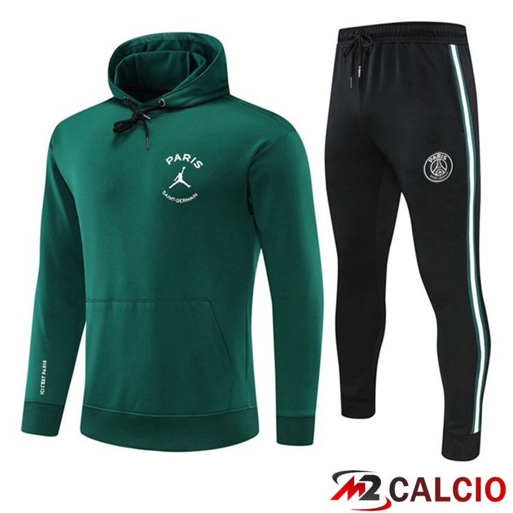 Insieme Giacca Con Cappuccio JORDAN Paris PSG Verde 2022/2023