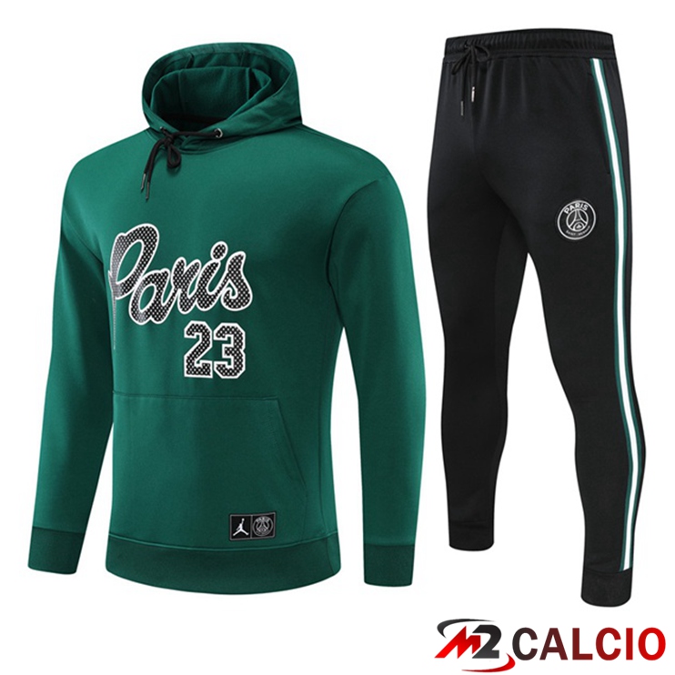 Insieme Giacca Con Cappuccio JORDAN Paris PSG Verde 2022/2023