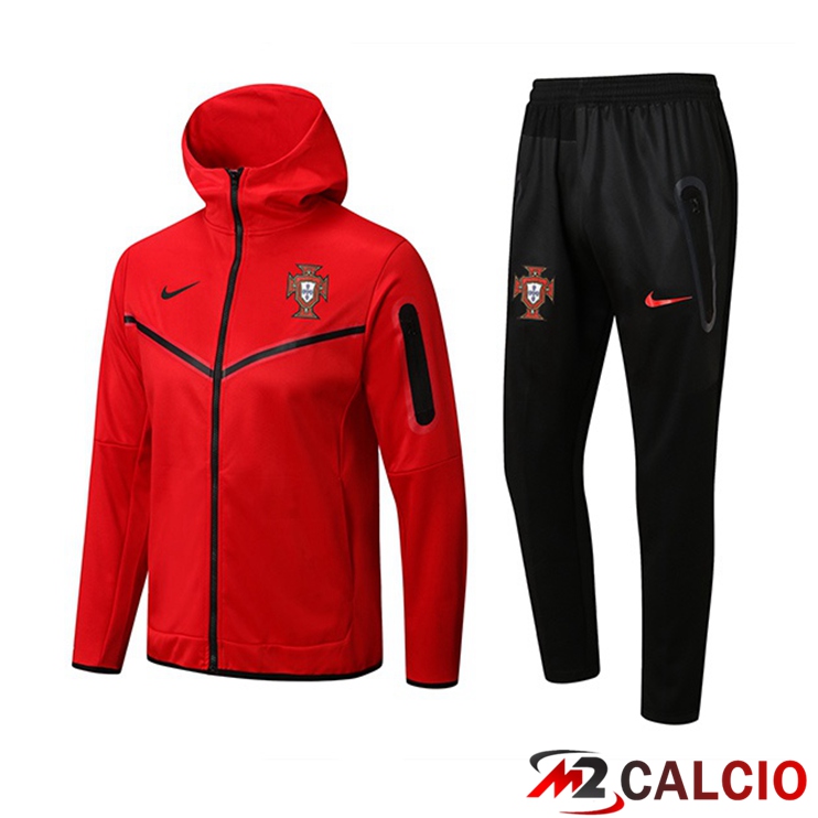 Insieme Giacca Con Cappuccio Tuta Portogallo Rosso 2022/2023
