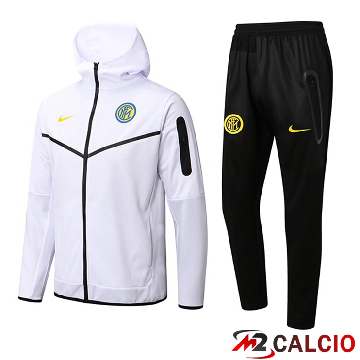 Insieme Giacca Con Cappuccio Tuta Inter Milan Bianco 2022/2023