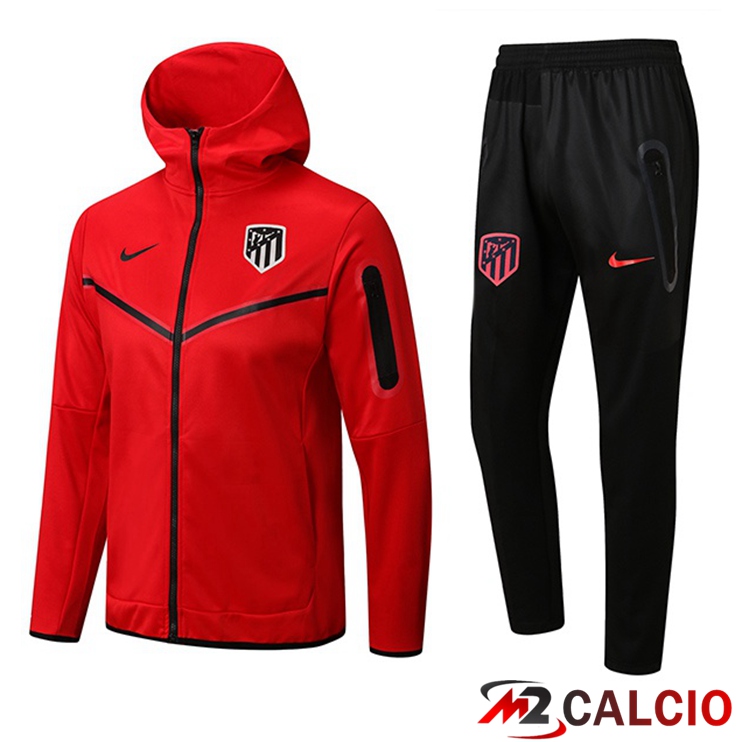 Insieme Giacca Con Cappuccio Tuta Atletico Madrid Rosso 2022/2023