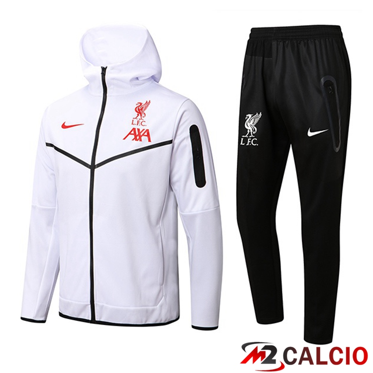 Insieme Giacca Con Cappuccio Tuta FC Liverpool Bianco 2022/2023