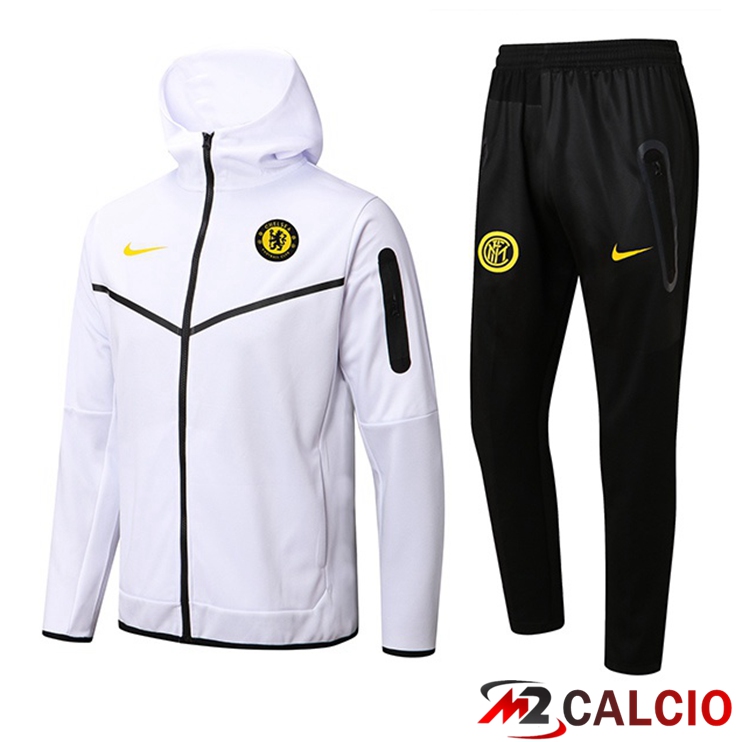 Insieme Giacca Con Cappuccio Tuta FC Chelsea Bianco 2022/2023