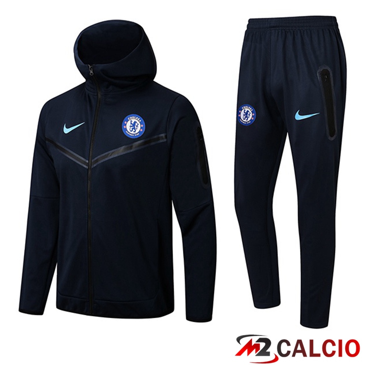 Insieme Giacca Con Cappuccio Tuta FC Chelsea Blu Royal 2022/2023