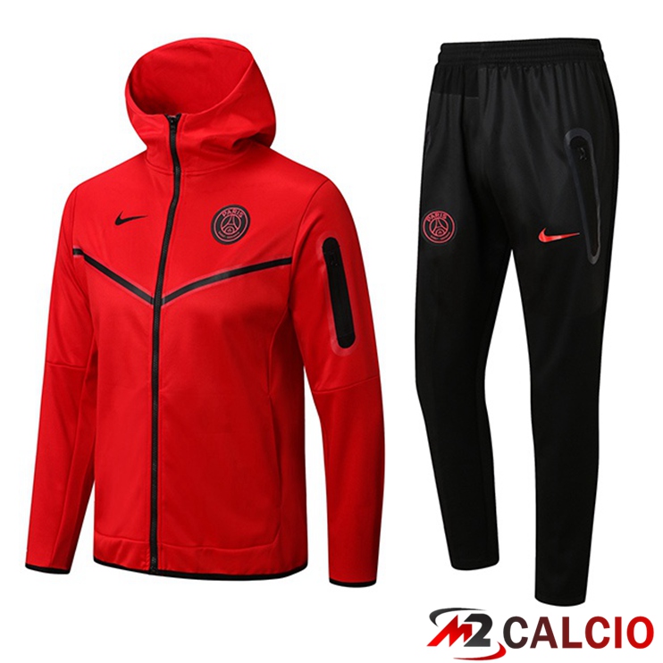 Insieme Giacca Con Cappuccio Tuta Paris PSG Rosso 2022/2023