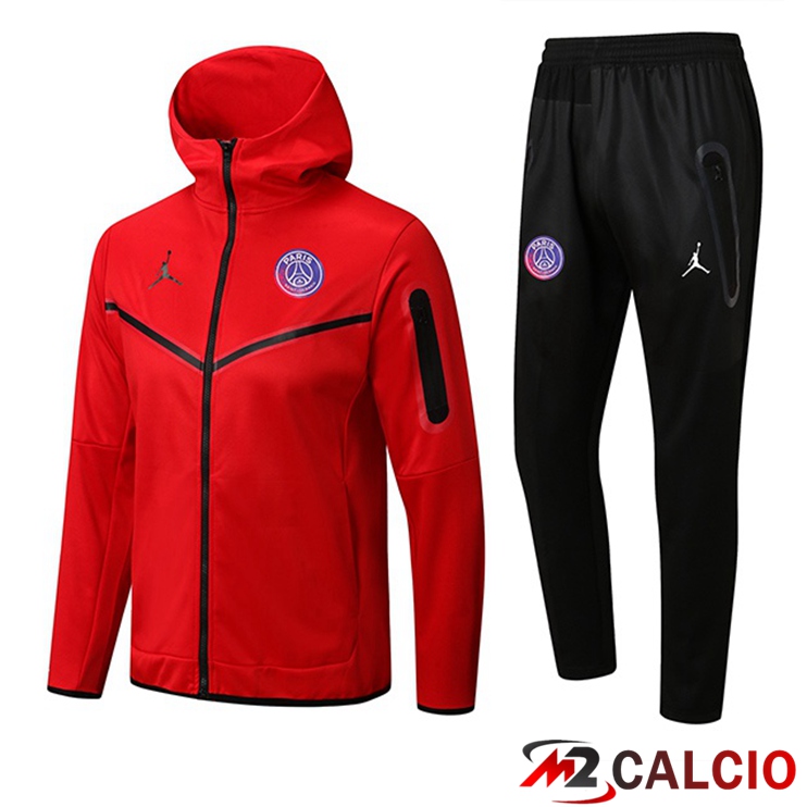 Insieme Giacca Con Cappuccio Tuta JORDAN Paris PSG Rosso 2022/2023