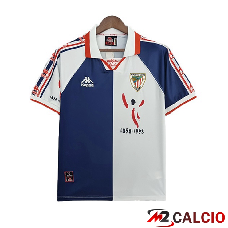 Maglie Calcio Athletic Bilbao Retro Seconda Blu Bianco 1997-1998