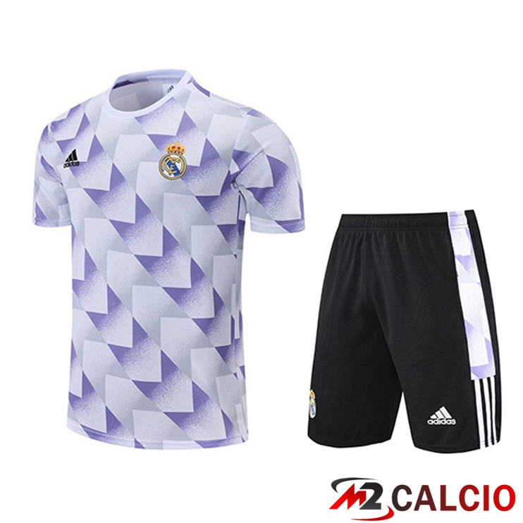 T Shirt Allenamento Real Madrid + Pantaloncini Bianco Viola 2022/2023