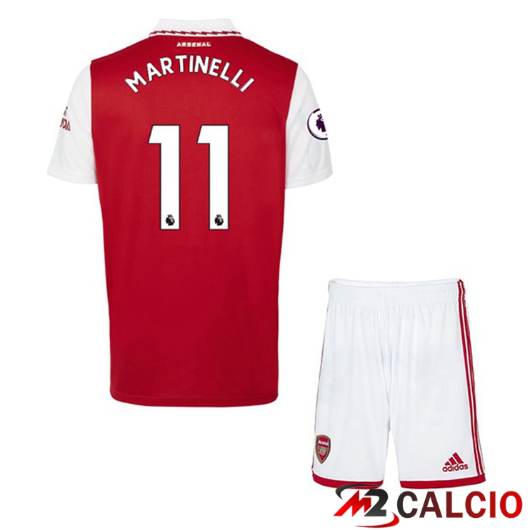 Maglie Calcio Arsenal (MARTINELLI 11) Bambino Prima Rosso Bianco 2022/2023