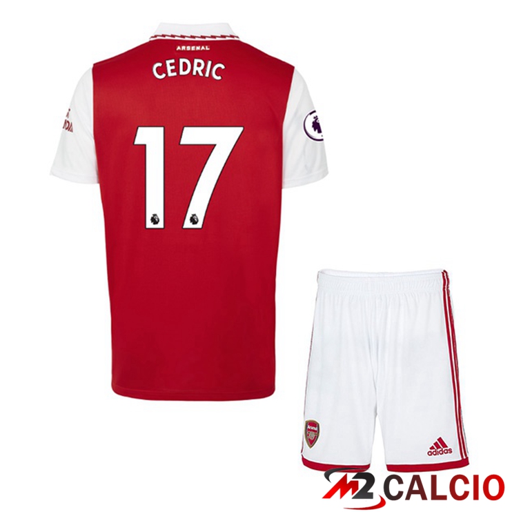 Maglie Calcio Arsenal (CEDRIC 17) Bambino Prima Rosso Bianco 2022/2023