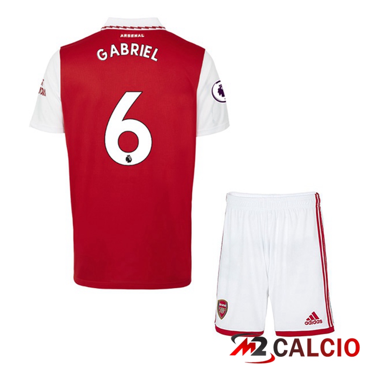 Maglie Calcio Arsenal (GABRIEL 6) Bambino Prima Rosso Bianco 2022/2023