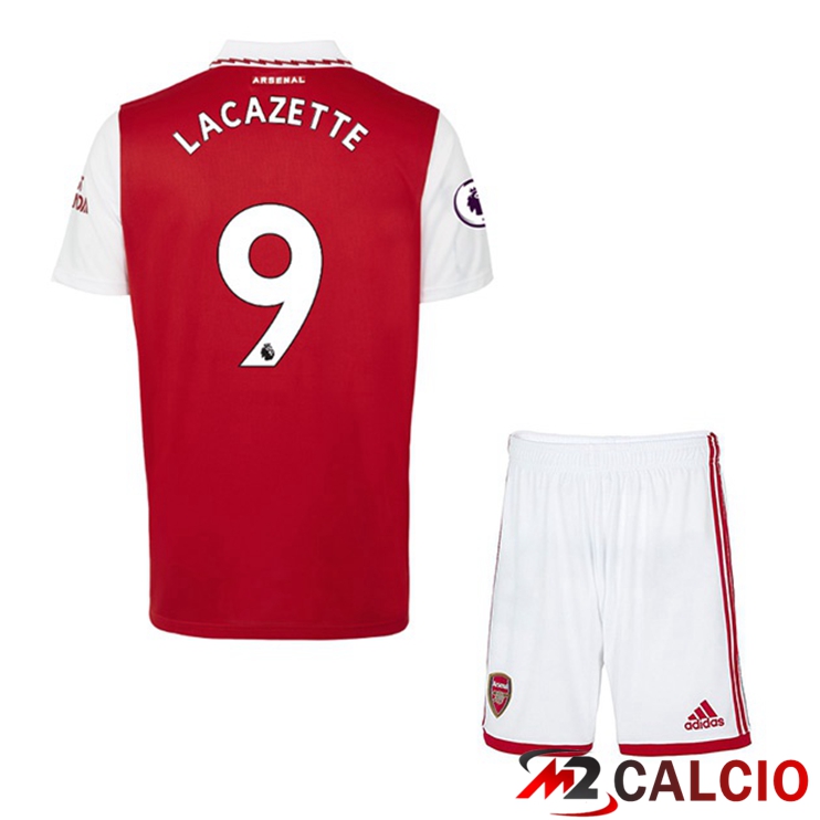 Maglie Calcio Arsenal (LACAZETTE 9) Bambino Prima Rosso Bianco 2022/2023