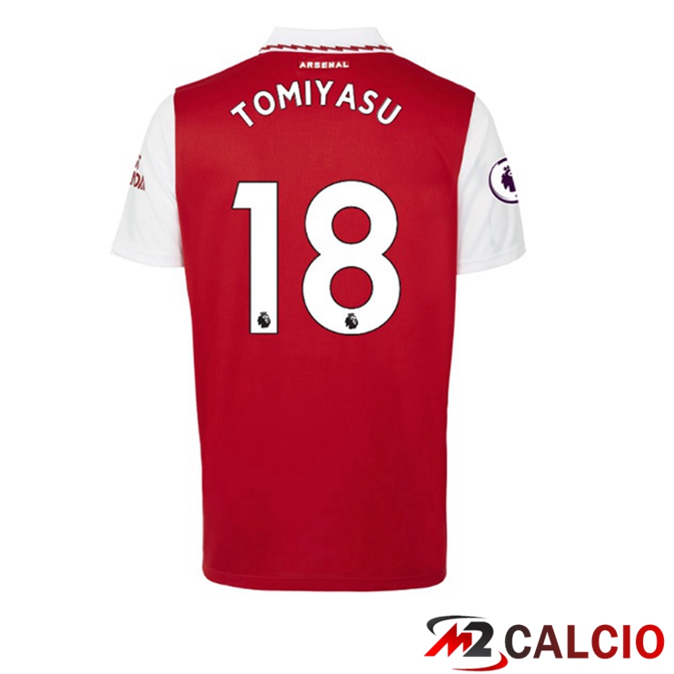 Maglie Calcio Arsenal (TOMIYASU 18) Prima Rosso Bianco 2022/2023