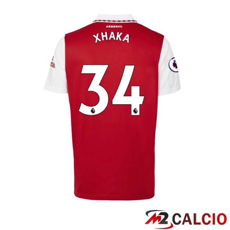 Maglie Calcio Arsenal (XHAKA 34) Prima Rosso Bianco 2022/2023