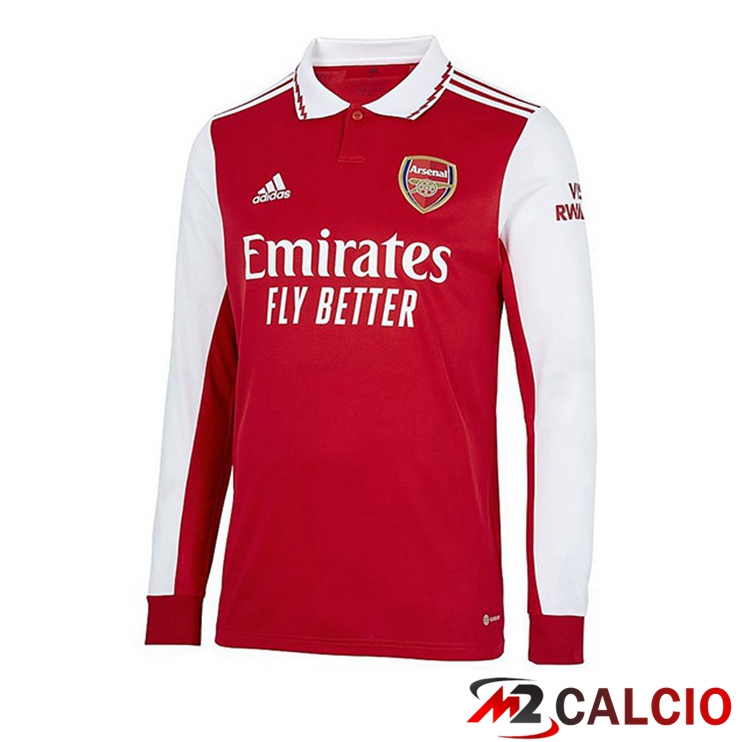 Maglie Calcio Arsenal Prima Manica Lunga Rosso Bianco 2022/2023