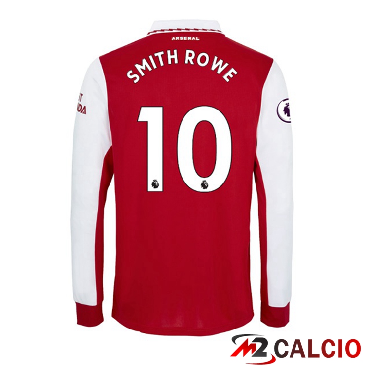 Maglie Calcio Arsenal (SMITH ROWE 10) Prima Manica Lunga Rosso Bianco 2022/2023