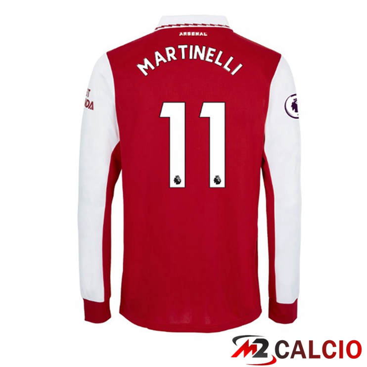 Maglie Calcio Arsenal (MARTINELLI 11) Prima Manica Lunga Rosso Bianco 2022/2023