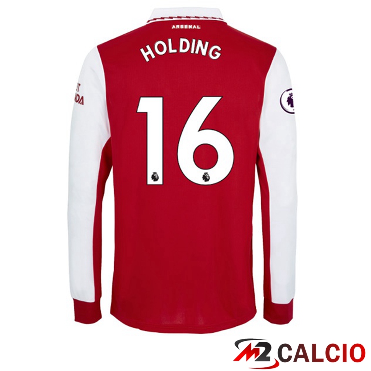Maglie Calcio Arsenal (HOLDING 16) Prima Manica Lunga Rosso Bianco 2022/2023