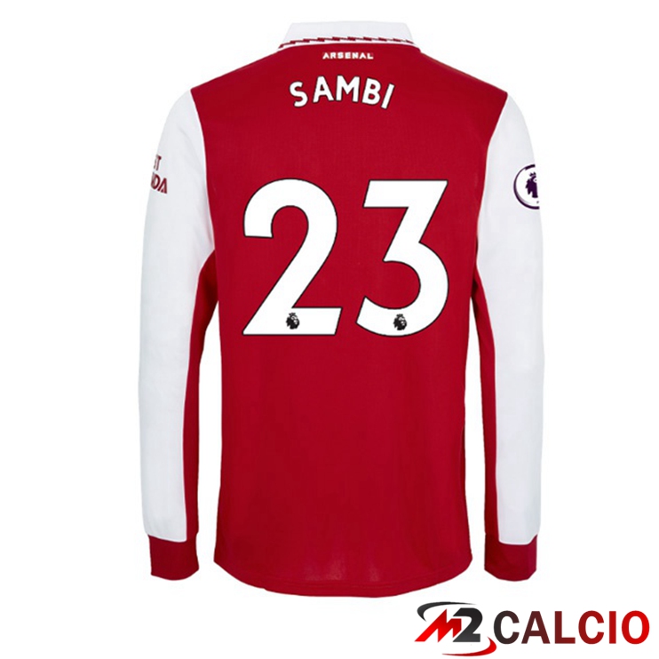 Maglie Calcio Arsenal (SAMBI 23) Prima Manica Lunga Rosso Bianco 2022/2023