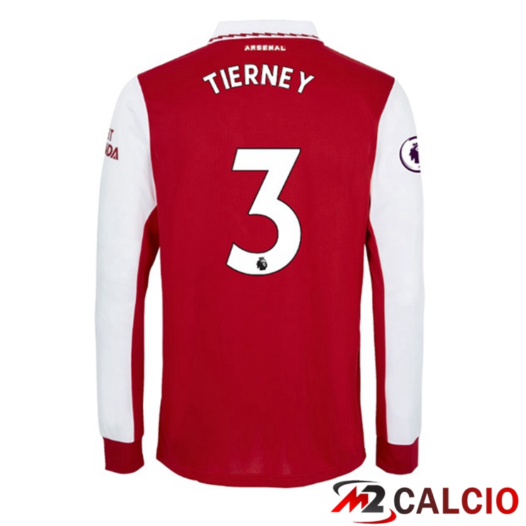 Maglie Calcio Arsenal (TIERNEY 3) Prima Manica Lunga Rosso Bianco 2022/2023