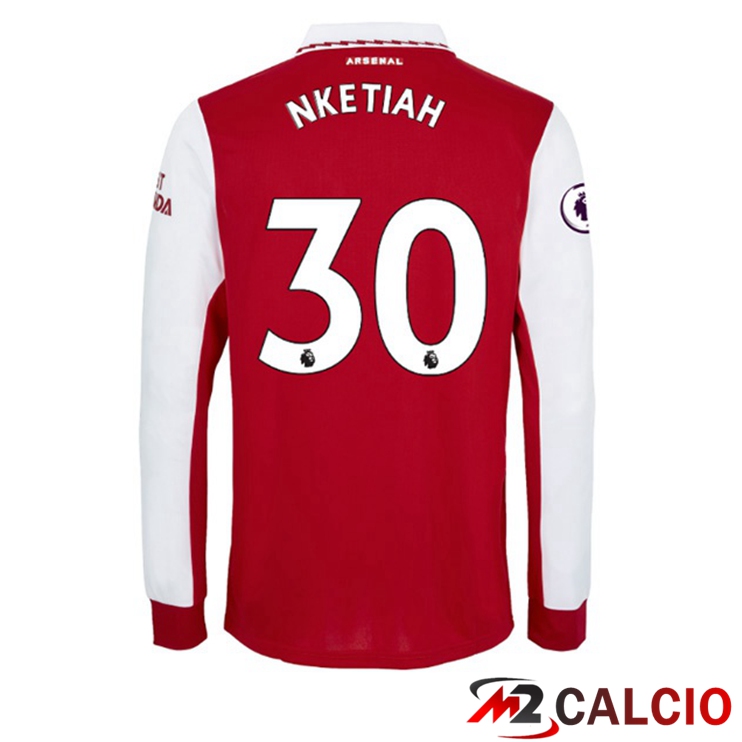 Maglie Calcio Arsenal (NKETIAH 30) Prima Manica Lunga Rosso Bianco 2022/2023