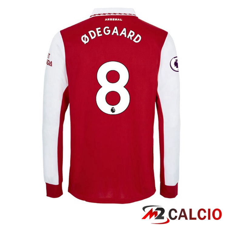 Maglie Calcio Arsenal (ØDEGAARD 8) Prima Manica Lunga Rosso Bianco 2022/2023