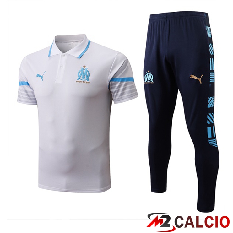 Kit Maglia Polo Marsiglia OM + Pantaloni Bianco 2022/2023