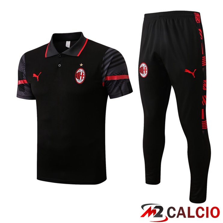 Kit Maglia Polo AC Milan + Pantaloni Nero 2022/2023