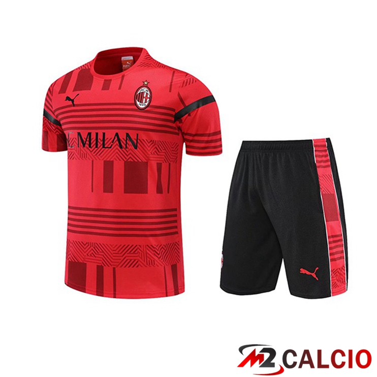 T Shirt Allenamento AC Milan + Pantaloncini Rosso 2022/2023