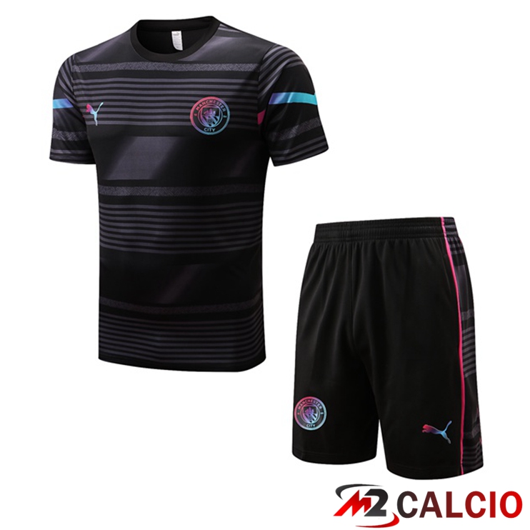 T Shirt Allenamento Manchester City + Pantaloncini Nero 2022/2023