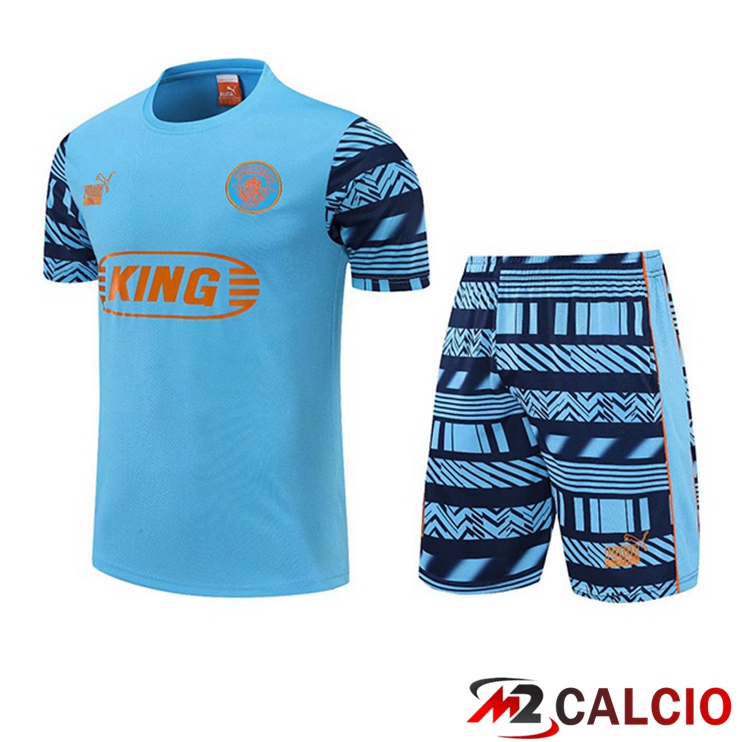 T Shirt Allenamento Manchester City + Pantaloncini Blu 2022/2023