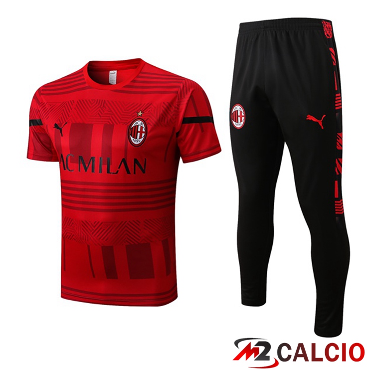 T Shirt Allenamento AC Milan + Pantaloni Rosso 2022/2023