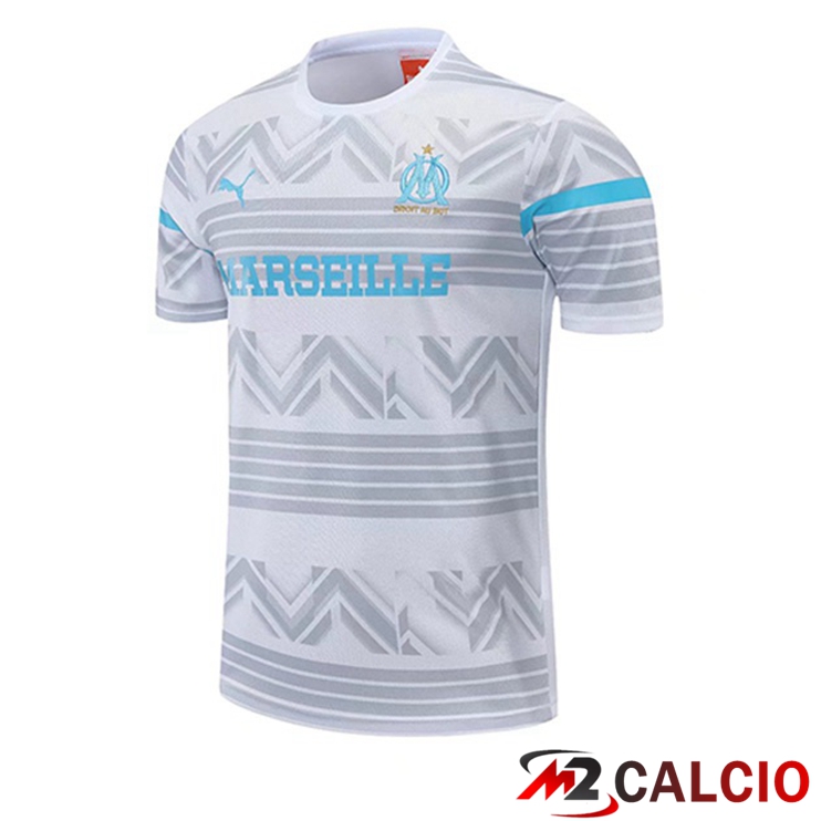 T Shirt Allenamento Marsiglia OM Bianco Grigio 2022/2023