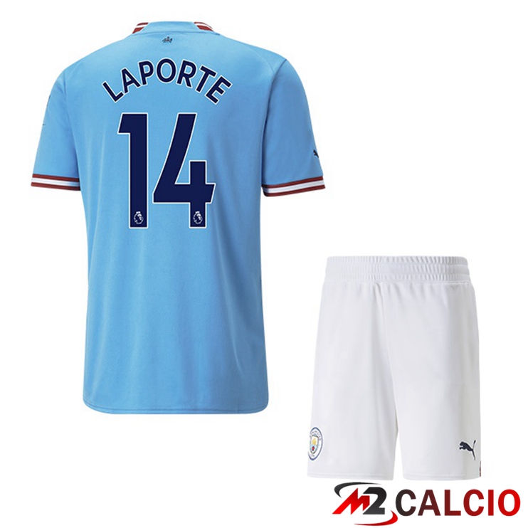 Maglie Calcio Manchester City (Aymeric Laporte 14) Bambino Prima Blu 2022/2023