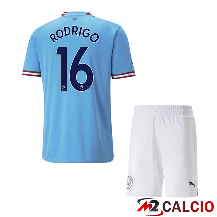 Maglie Calcio Manchester City (Rodrigo 16) Bambino Prima Blu 2022/2023
