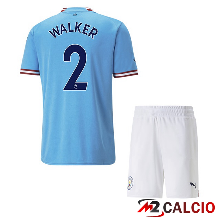 Maglie Calcio Manchester City (Kyle Walker 2) Bambino Prima Blu 2022/2023