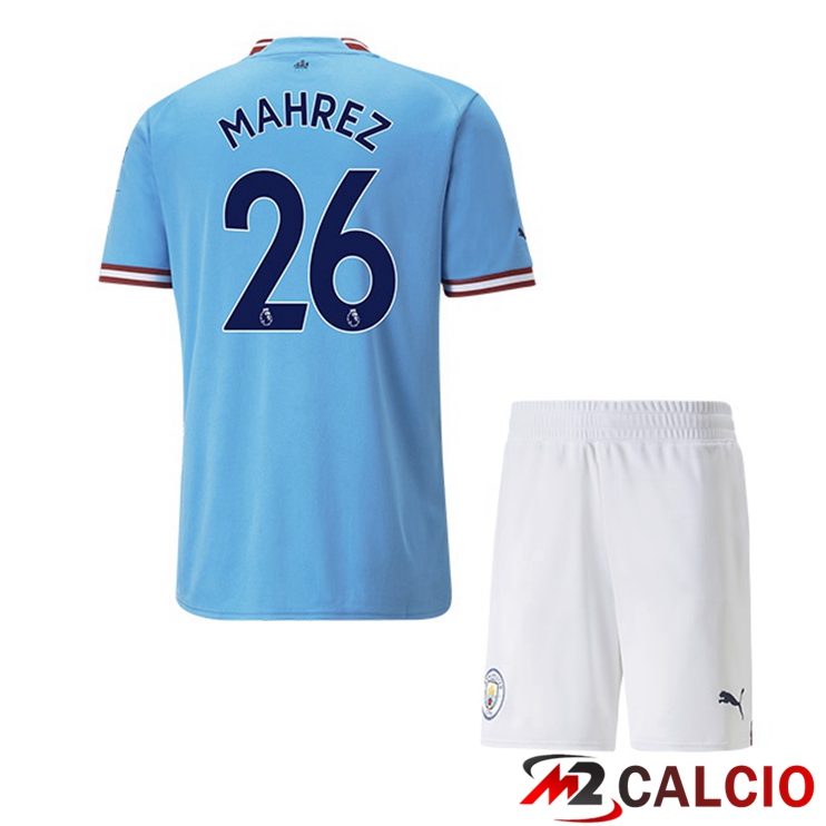 Maglie Calcio Manchester City (Riyad Mahrez 26) Bambino Prima Blu 2022/2023