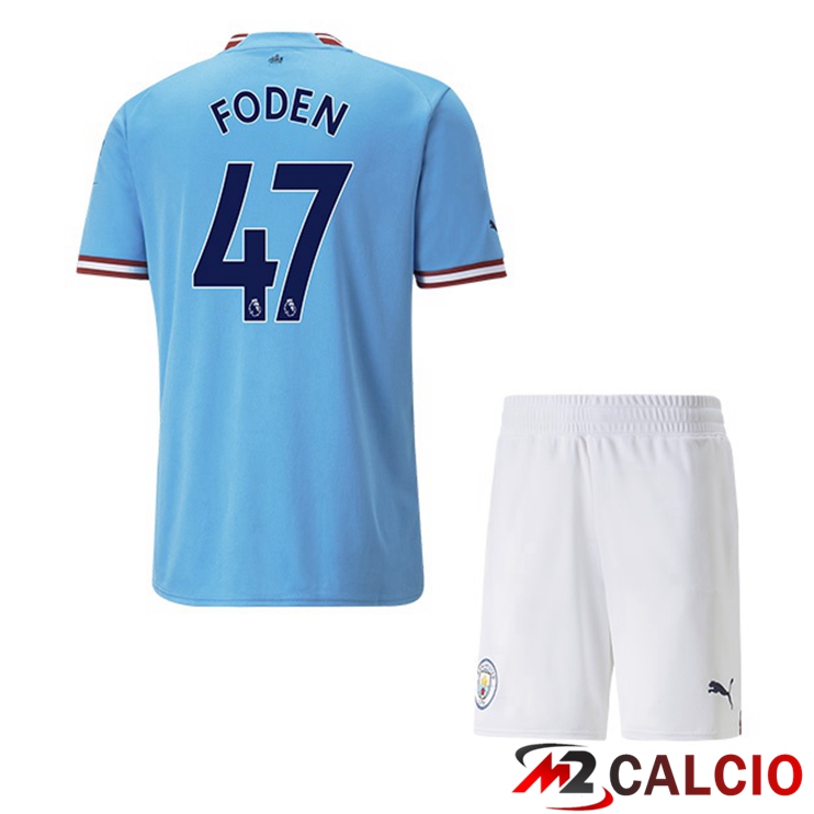 Maglie Calcio Manchester City (Phil Foden 47) Bambino Prima Blu 2022/2023
