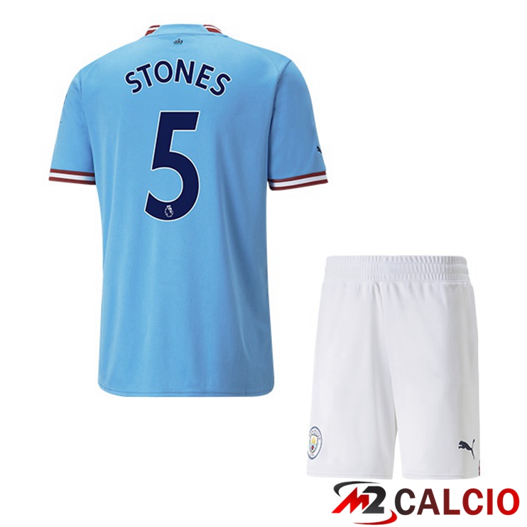 Maglie Calcio Manchester City (John Stones 5) Bambino Prima Blu 2022/2023