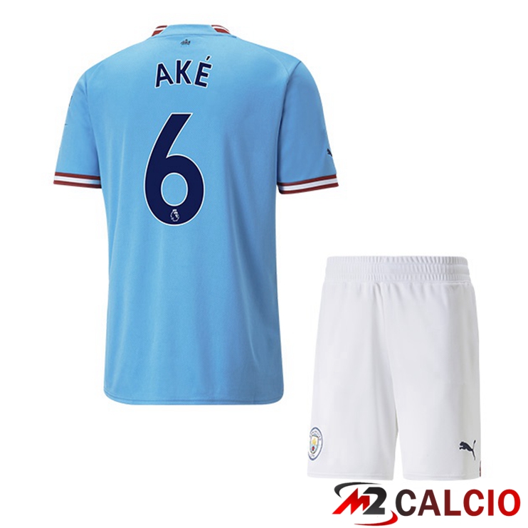 Maglie Calcio Manchester City (Nathan Ake 6) Bambino Prima Blu 2022/2023