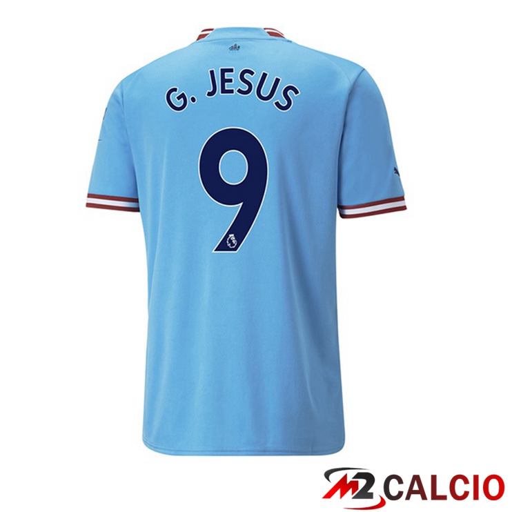 Maglie Calcio Manchester City (Gabriel Jesus 9) Prima Blu 2022/2023