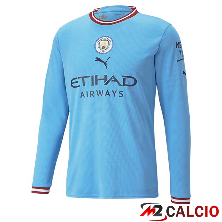 Maglie Calcio Manchester City Prima Manica Lunga Blu 2022/2023