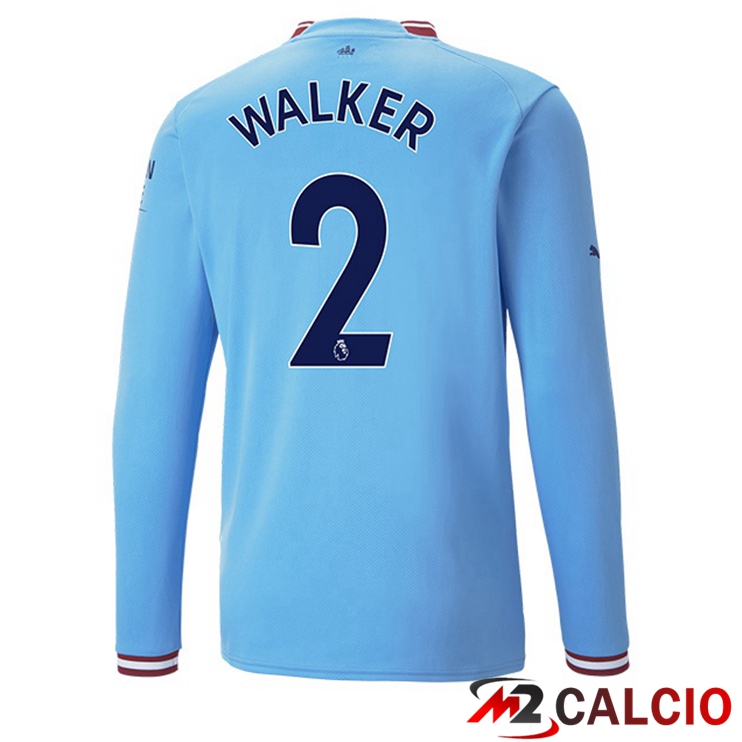 Maglie Calcio Manchester City (Kyle Walker 2) Prima Manica Lunga Blu 2022/2023