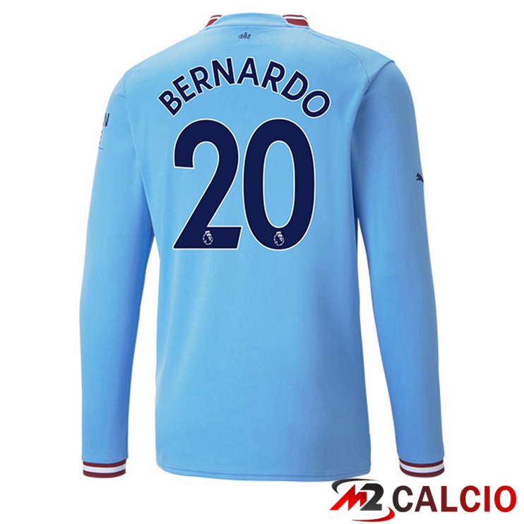 Maglie Calcio Manchester City (Bernardo Silva 20) Prima Manica Lunga Blu 2022/2023