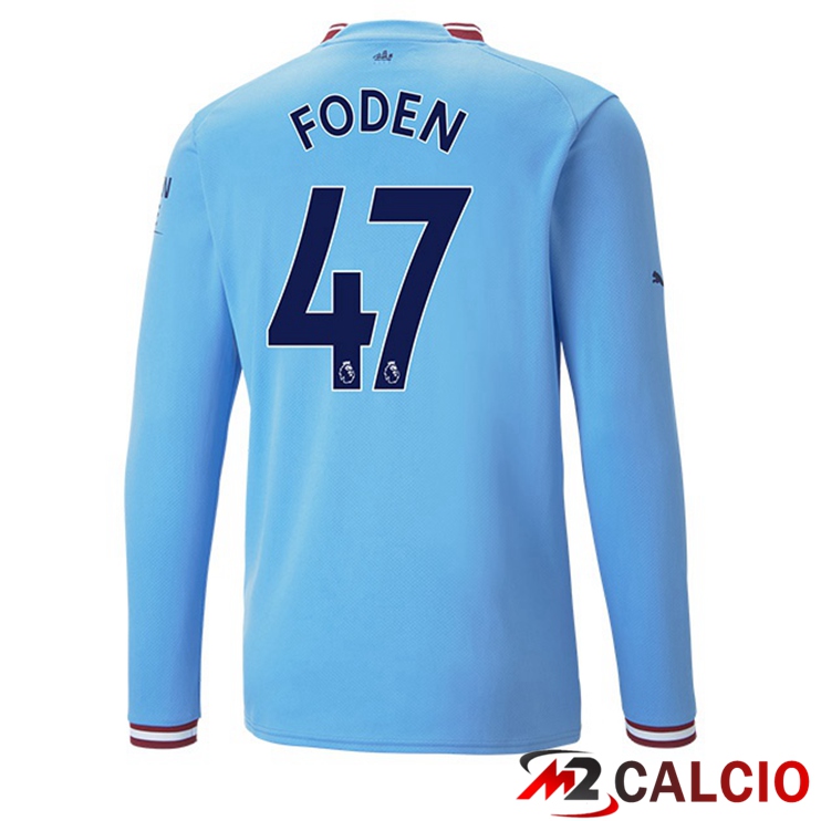 Maglie Calcio Manchester City (Phil Foden 47) Prima Manica Lunga Blu 2022/2023