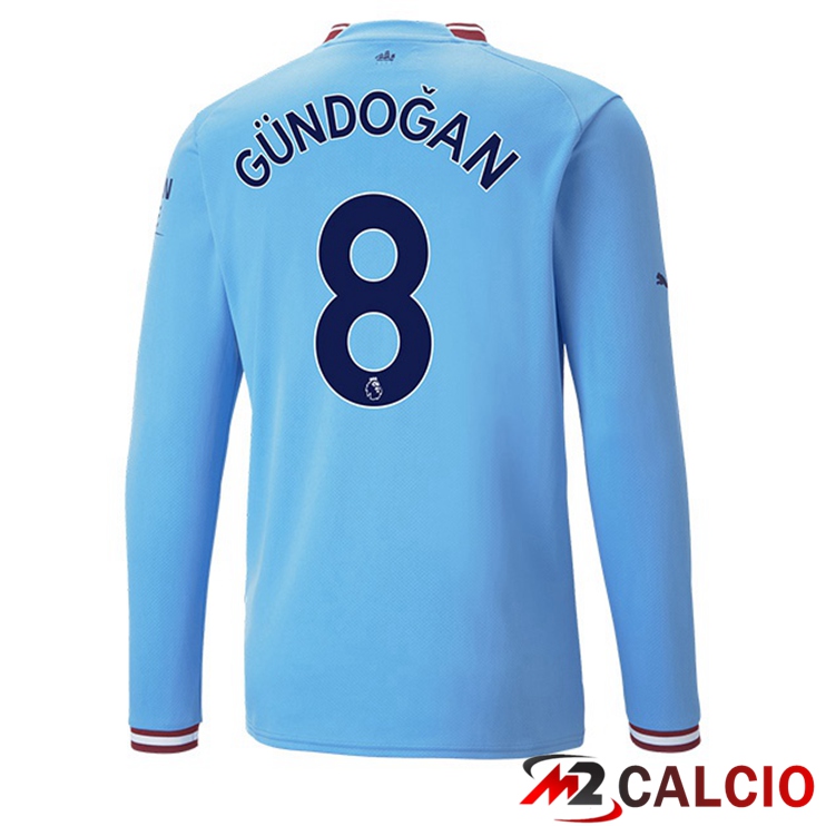 Maglie Calcio Manchester City (Ilkay Gündogan 8) Prima Manica Lunga Blu 2022/2023