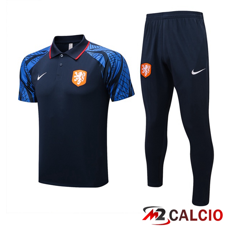 Kit Maglia Polo Paesi Bassi + Pantaloni Blu Reale 2022/2023